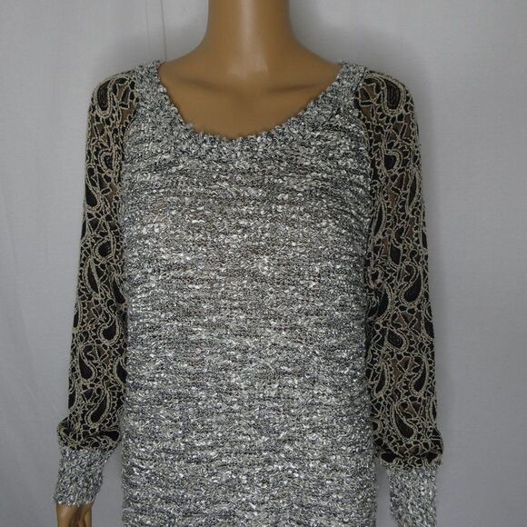 Escio Marled Knit Sweater Crew Scoop Neck Paisley Pullover Large - Picture 3 of 9